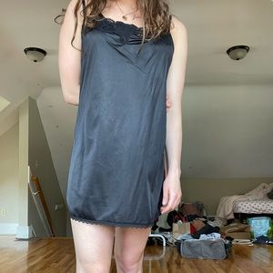 Vintage Black Lace Slip Dress